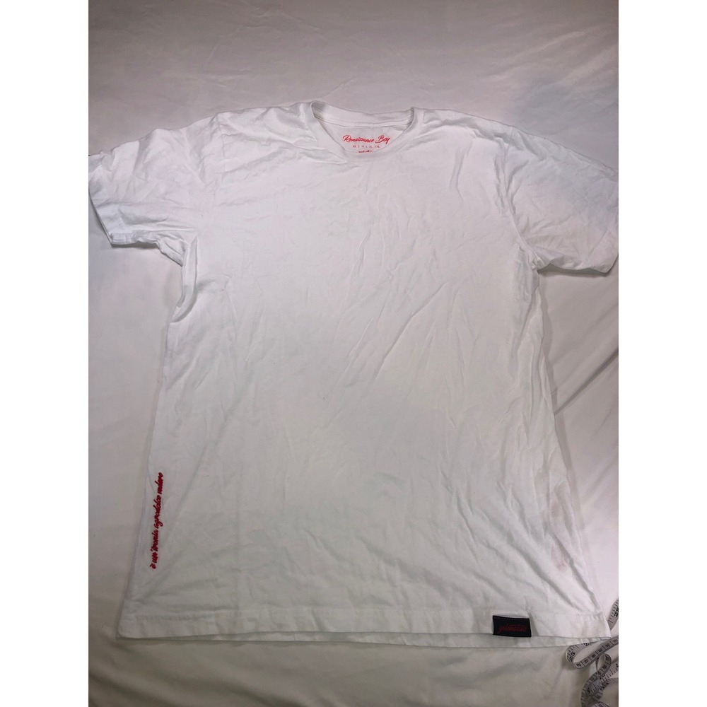 Renaissance Boy x Galimatias White Embroidered T-Shirt Mens Large Made in USA